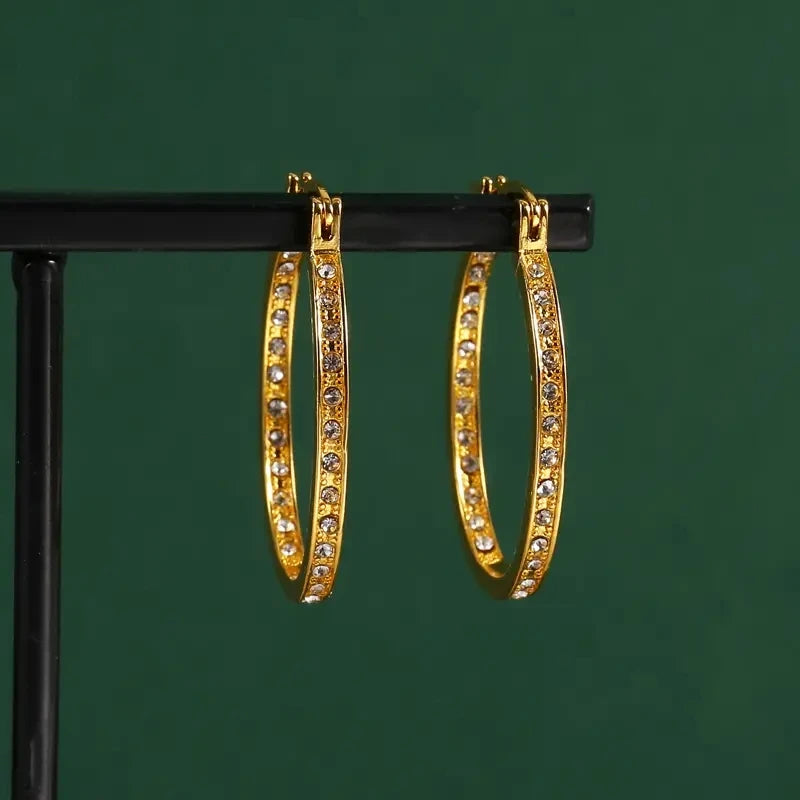 Boucles d'Oreilles Créoles Zircon Brillant — Élégantes, Accessoire Soirée & Fête