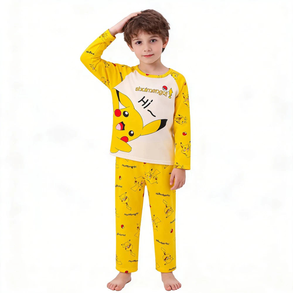 Pyjama Enfant Pikachu Pokémon — Manches Longues, Doux & Confortable, Garçon & Fille