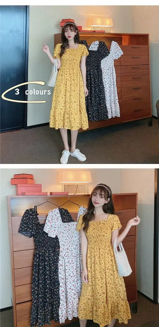Robe Mini Femme Fleurie Plissée 2025 — Manches Courtes, Dos Nu, Décontractée