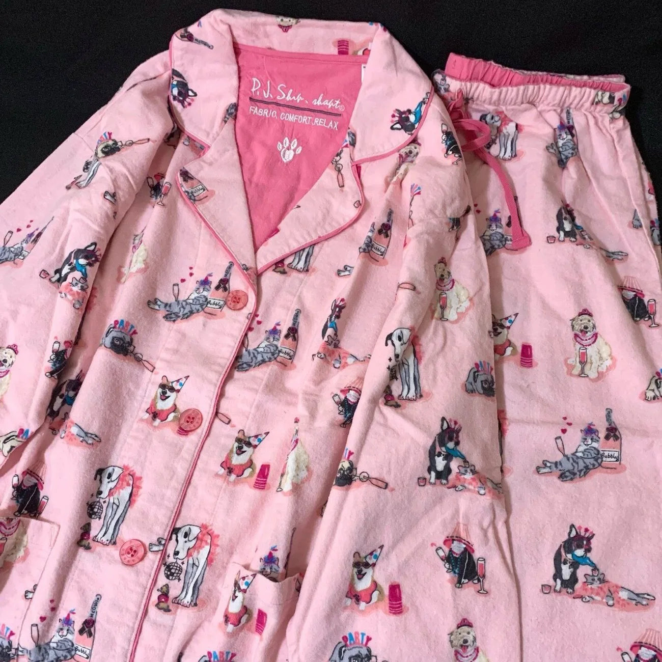 Ensemble Pyjama Femme Coton — Imprimé Cartoon Mignon, 2 Pièces, Manches Longues, Automne