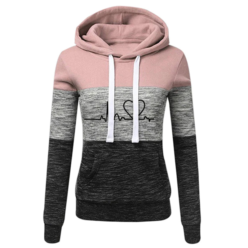 Survêtement Femme Imprimé Capuche — Color Block, Jogging Sport, Tailles S-3XL