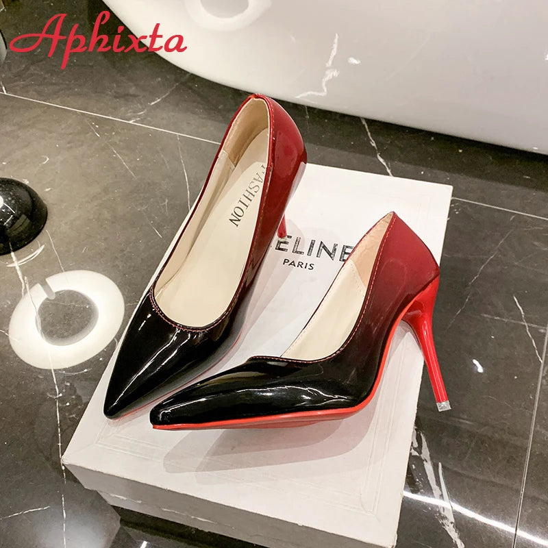 Escarpins Talon Aiguille Rouge Femme 10cm — Bout Pointu Dégradé, Grande Taille 44-53