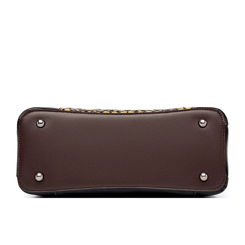 Sac À Main Femme Cuir PU Gaufré Artisanal — 3 Compartiments, Grande Capacité, Bandoulière