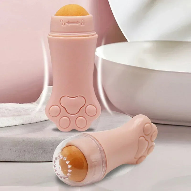 Rouleau Anti-Brillance Pierre Volcanique Patte de Chat Rose — Soin Visage