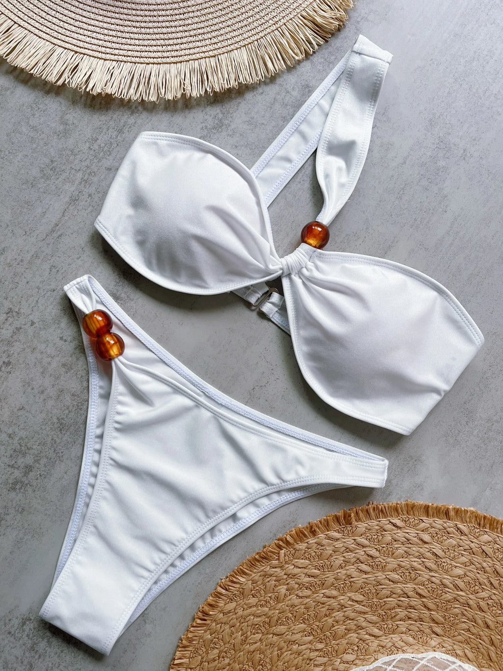 Bikini Taille Haute Filet Brésilien — 2 Pièces Sexy, Maillot de Bain Femme Été