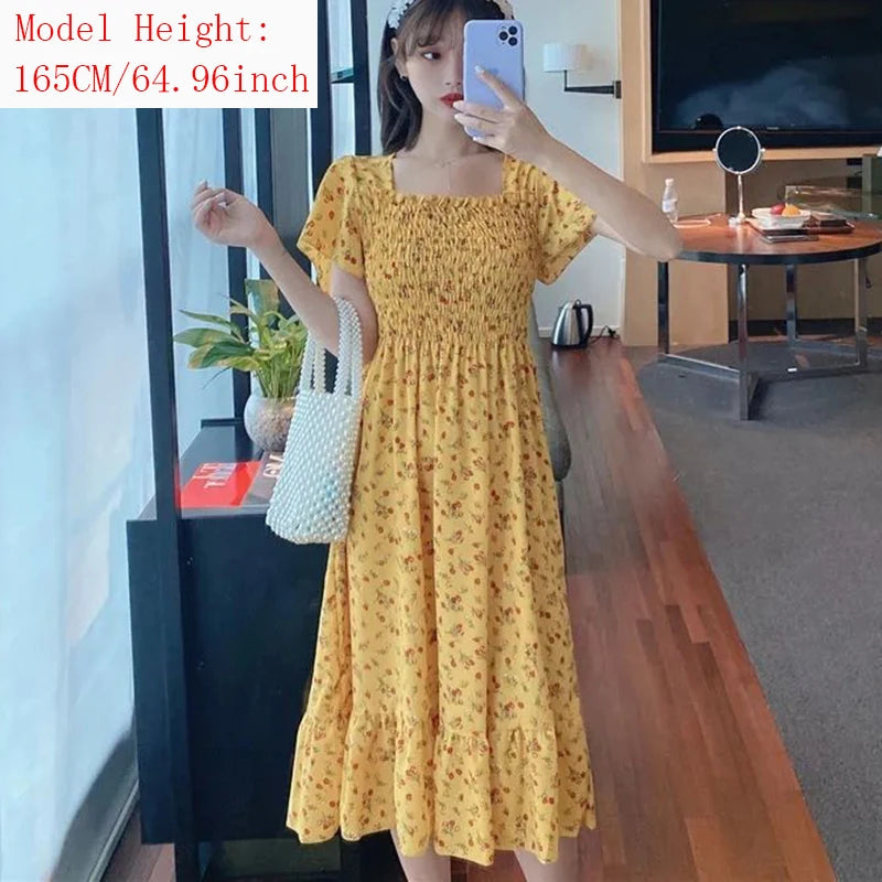 Robe Mini Femme Fleurie Plissée 2025 — Manches Courtes, Dos Nu, Décontractée