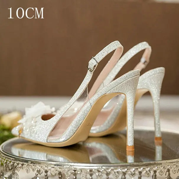 Chaussures Mariage Blanches Bout Pointu Fleurs — Talon Haut, Sandales Été Fashion 2026