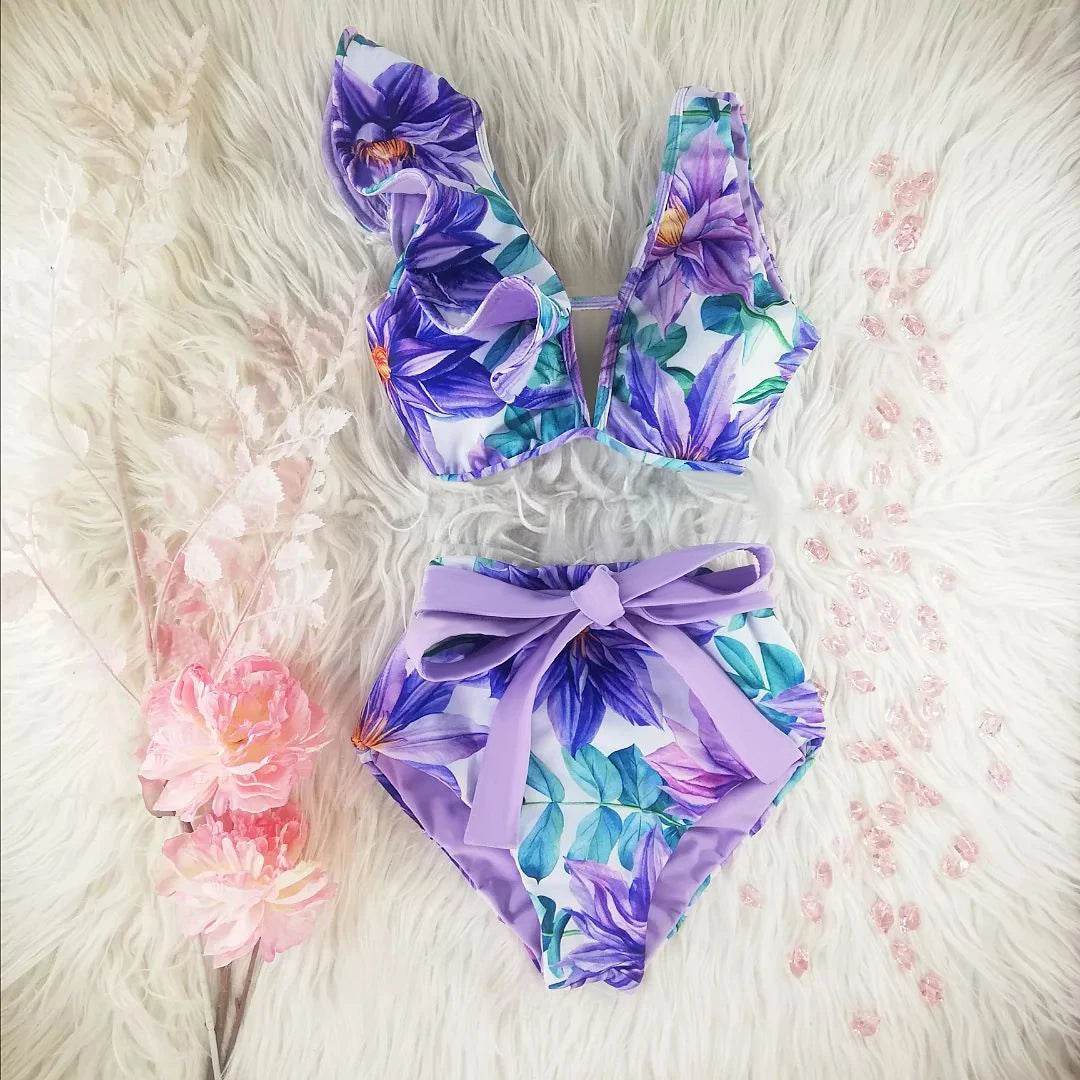 Bikini Taille Haute Bandage Floral 2026 — Volanté, Push Up, Bretelles Brésilien