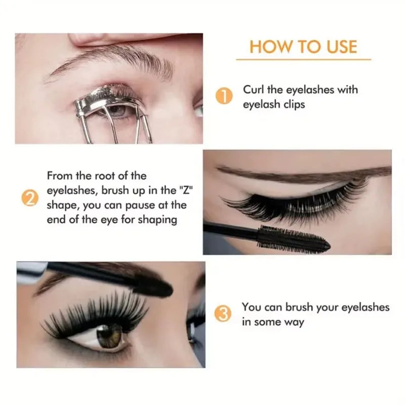 Mascara 4D Waterproof Longue Tenue Courbe Volume — Cils Denses et Allongeants