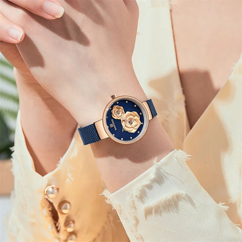 Montre Femme NAVIFORCE Rose 3D Luxe — Créative, Étanche, Business, Relogio Feminino