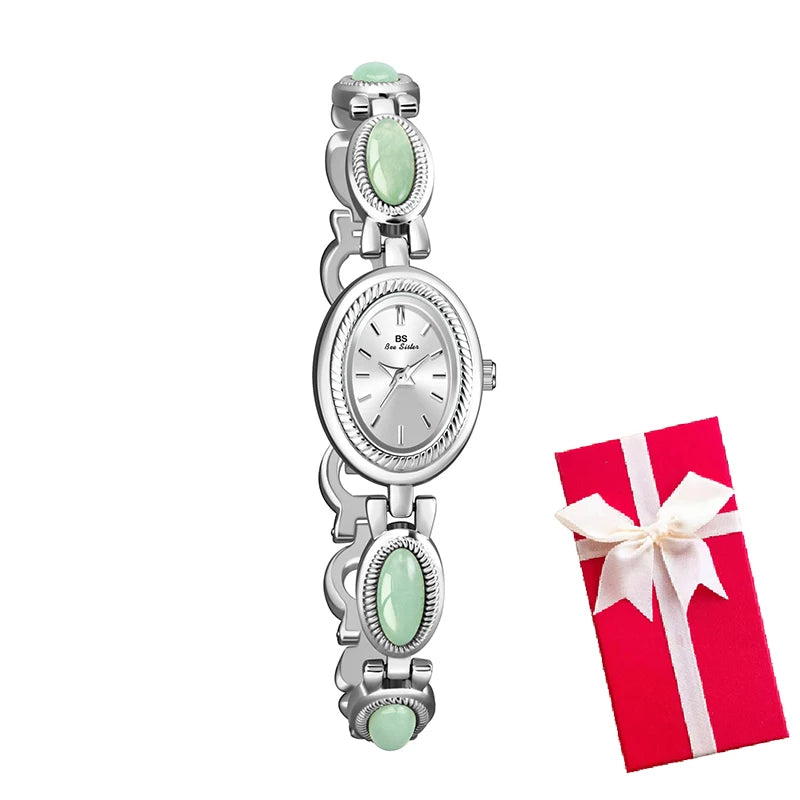 Montre Femme Luxe Strass Ovale — Bracelet Doré, Quartz, Top Marque 2025