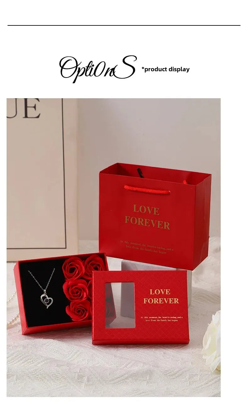 Coffret Cadeau Fête des Mères avec 6 Roses Savon & Boîte Bijoux Romantique
