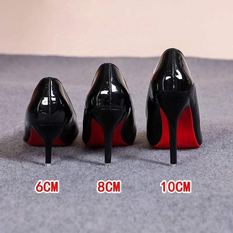 Escarpins Semelle Rouge Femme Talon Haut — Cuir Souple, Classique, Mariage Banquet