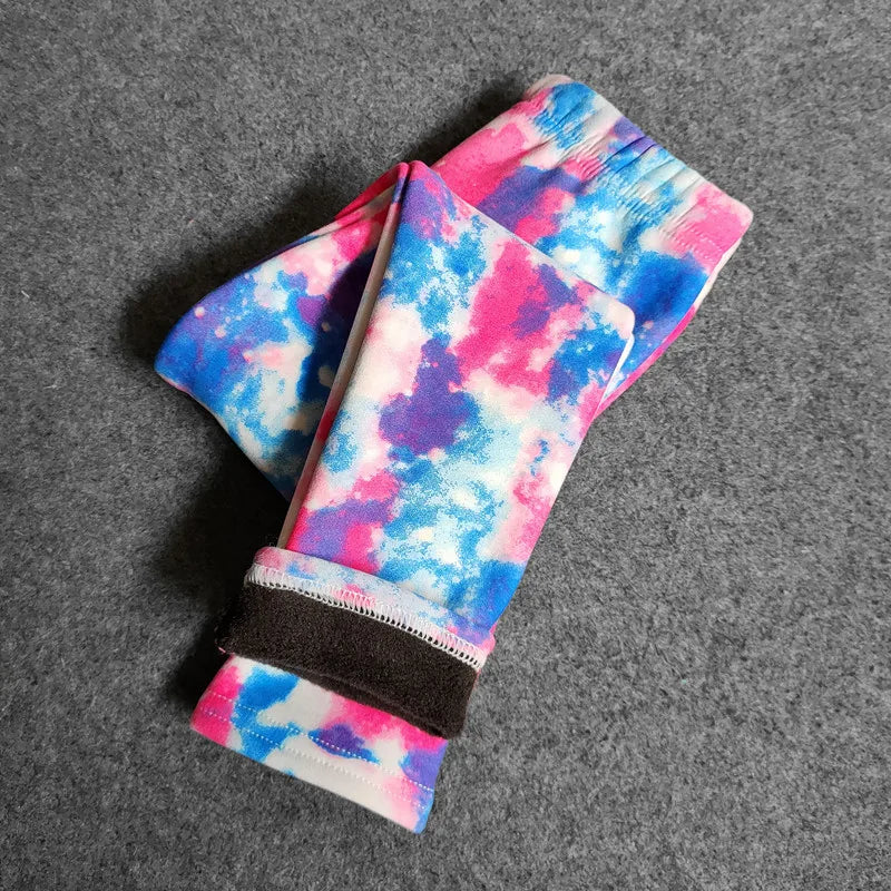 Legging Velours Fille — Dentelle et Imprimé, Taille Élastique, Automne Hiver