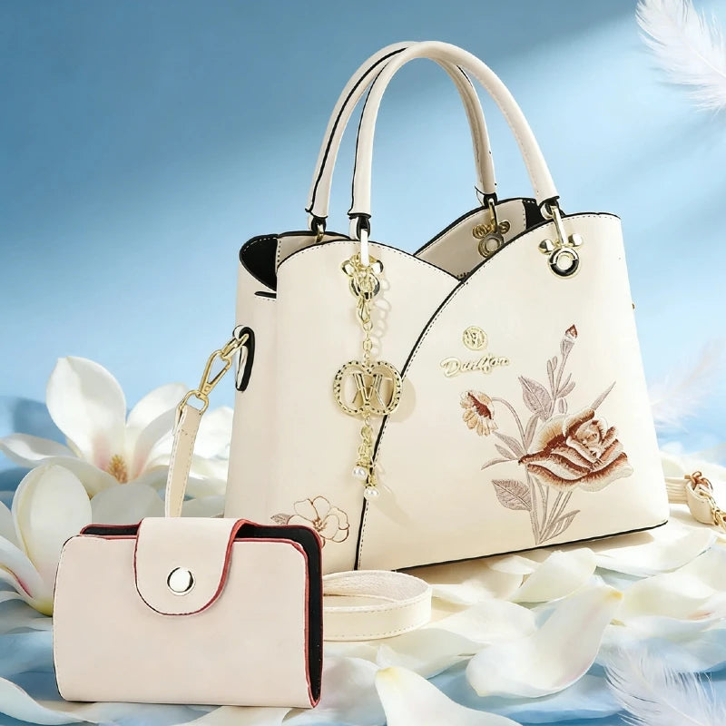 Sac Tote Bag Brodé Œillet – Cadeau Fête des Mères & Anniversaire Maman