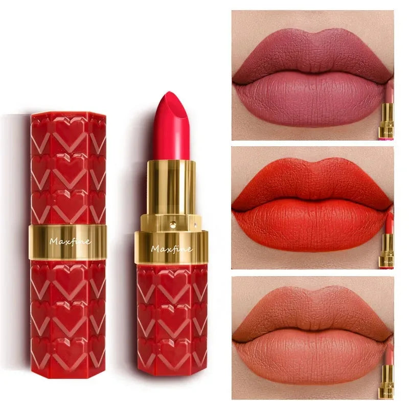 Rouge à Lèvres Mat Nude 4 Couleurs — Waterproof, Longue Tenue, Velours Sexy