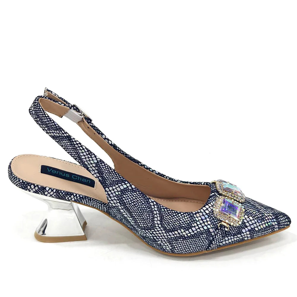Ensemble Chaussures & Sac Femme Venus Chan Vert Strass — Talon Haut, Soirée Luxe