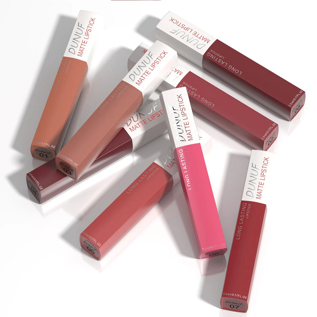 Set 8 Gloss Lèvres Mat Waterproof Longue Tenue — Nude, Rouge, Y2K
