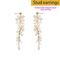 Boucles d'Oreilles Clip Perle Simulée Bohème — Longues Franges, Style Mariage & Banquet