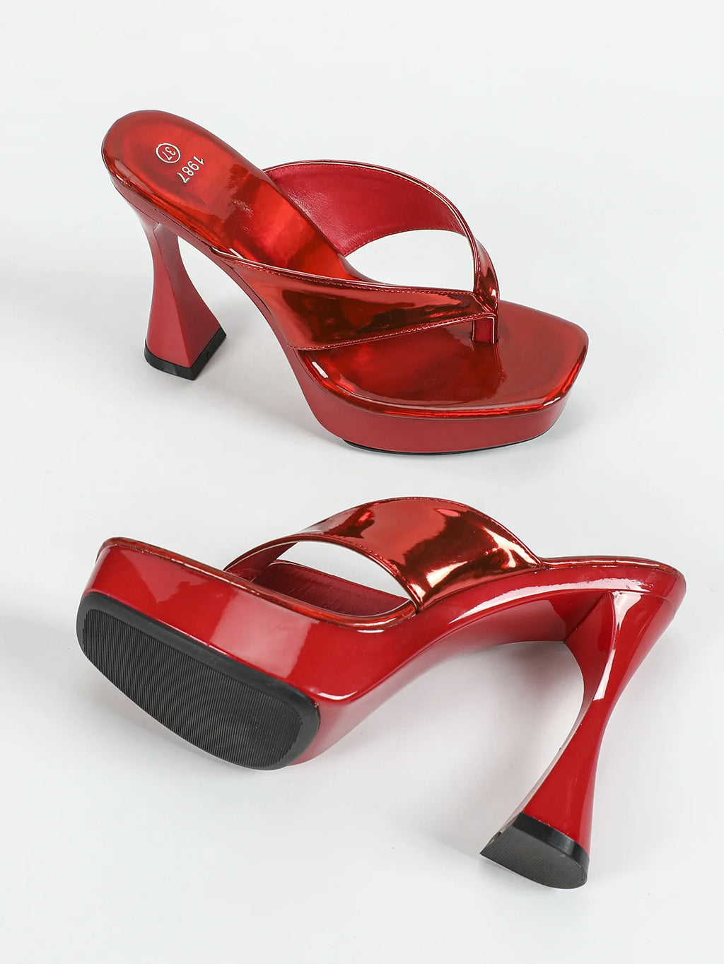 Mules Talon Carré 12cm Femme Été — Semelle Épaisse, Bout Pince, Slides Outdoor