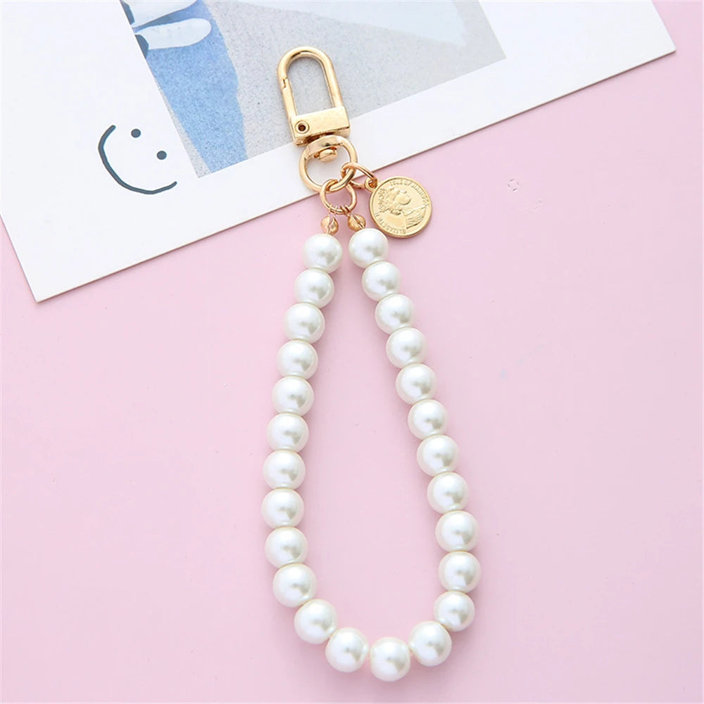 Porte-Clés Perle Simulée Femme — Pendentif Sac & Téléphone, Accessoire DIY