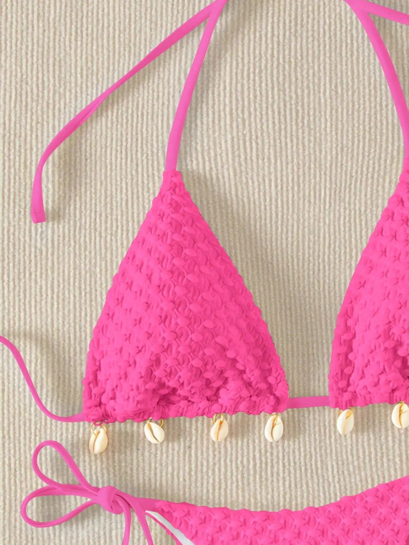 Bikini Coquillage Blanc Push Up 2025 — Halter Micro, Tanga, Maillot de Bain Sexy