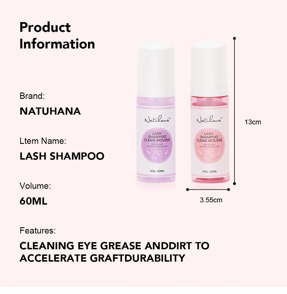 Shampooing Mousse Extensions Cils Natuhana 60ml — Nettoyant Cils Sans Stimulation