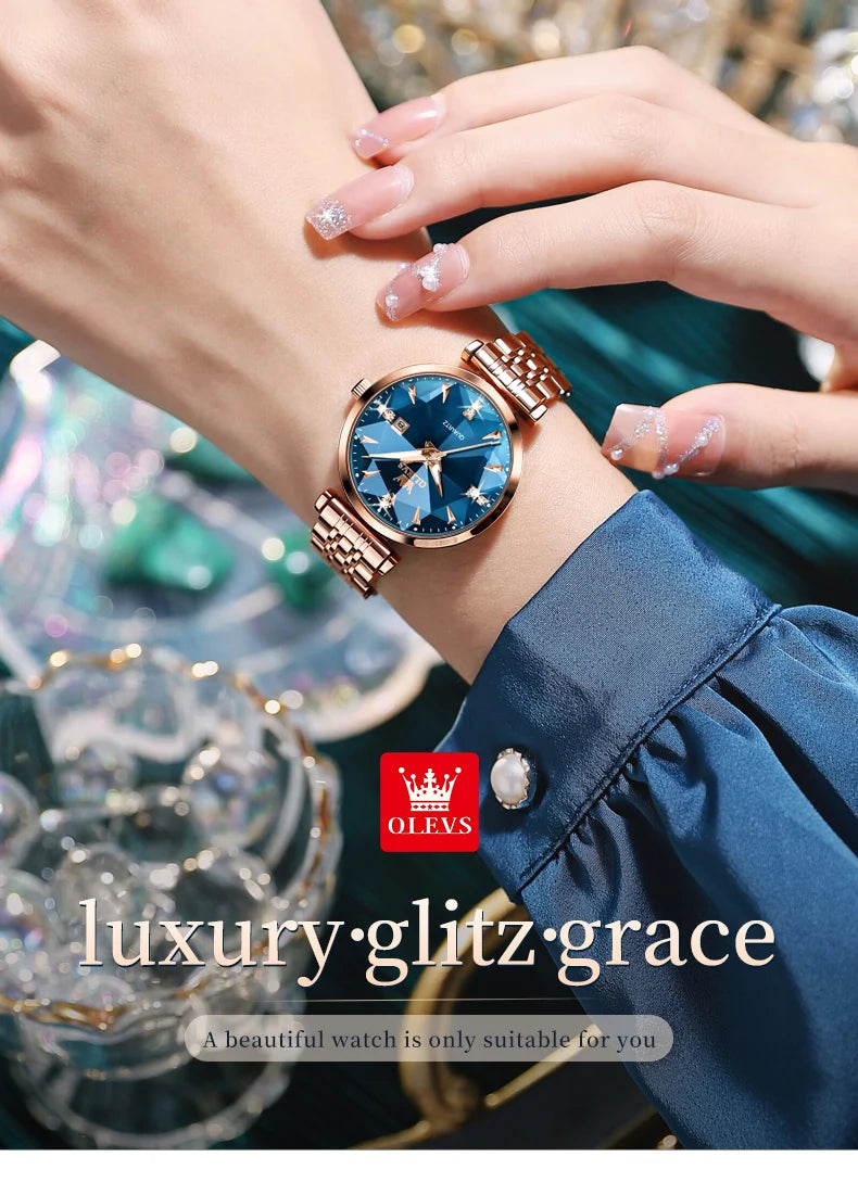 OLEVS Montre Femme Fashion Élégante — Quartz, Acier Inoxydable, Étanche, Date