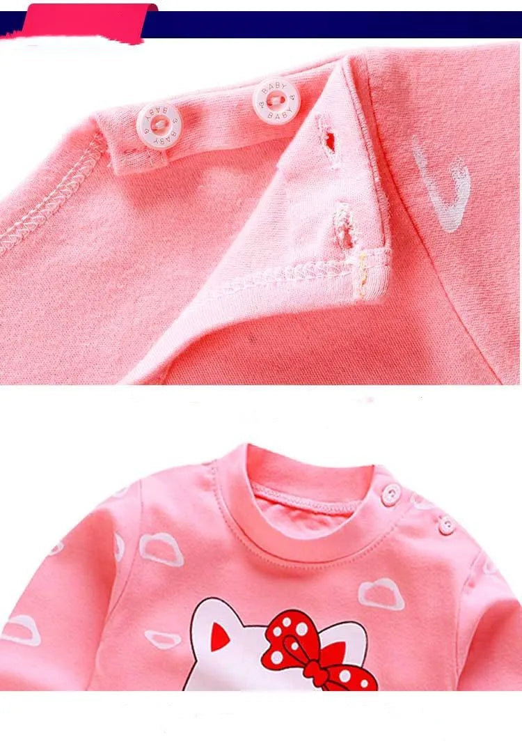 Ensemble Vêtements Bébé Fille Coton — Pyjama Cartoon 2 Pièces, 0-5 Ans Hiver
