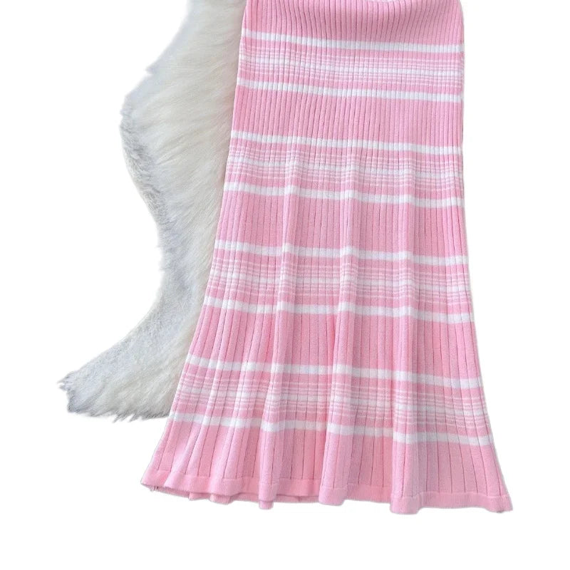 Robe Maxi Bodycon Rayée Rose — Sans Manches, Col Rond, Plage & Soirée Été
