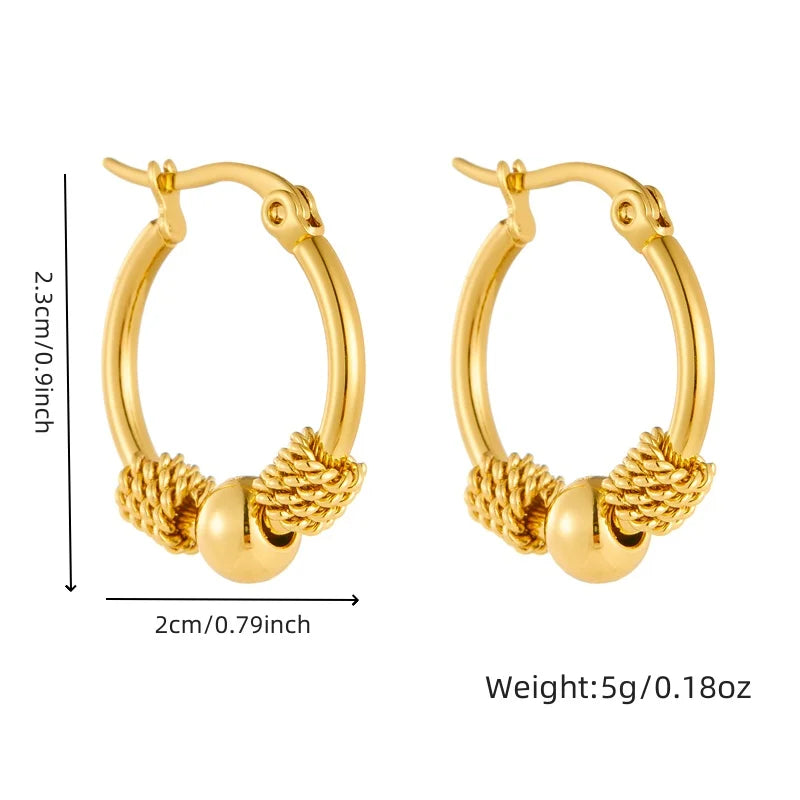 DIEYURO Boucles d'Oreilles Cercle Tressé Acier 316L Doré — Tendance 2024, Cadeau Femme