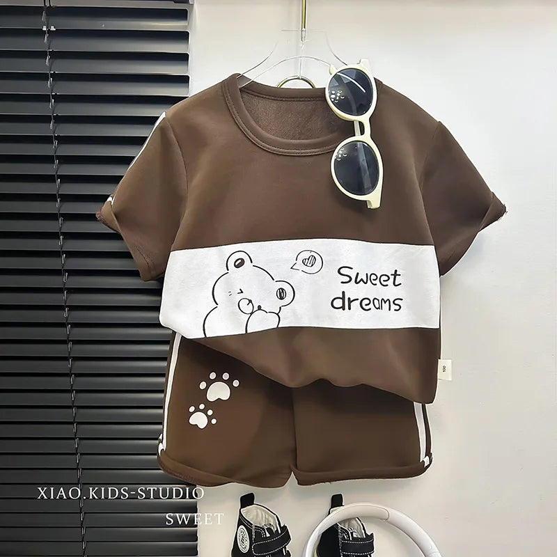 Ensemble 2 pièces bébé mixte – T-shirt rayé coton manches courtes & short, 1-8 ans