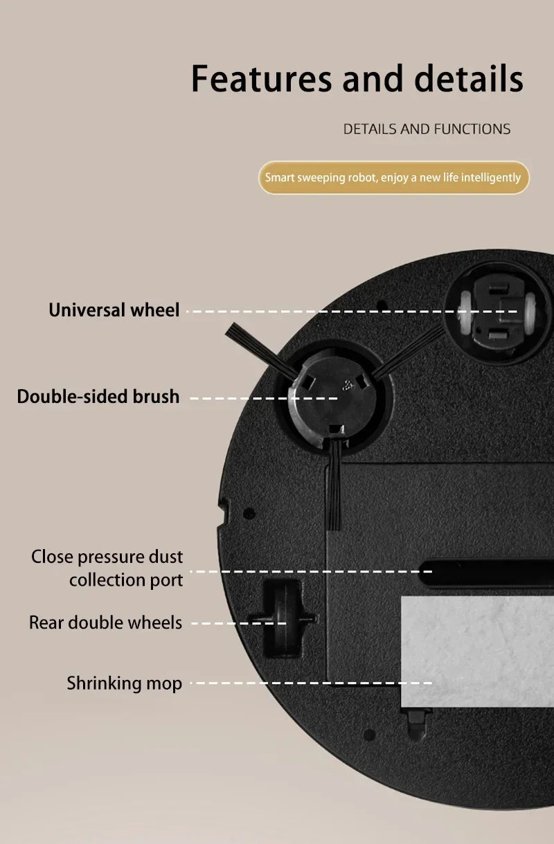 Aspirateur Robot 3-en-1 Intelligent — Aspiration 6000Pa, Lavage, Navigation Laser, Poils d'Animaux