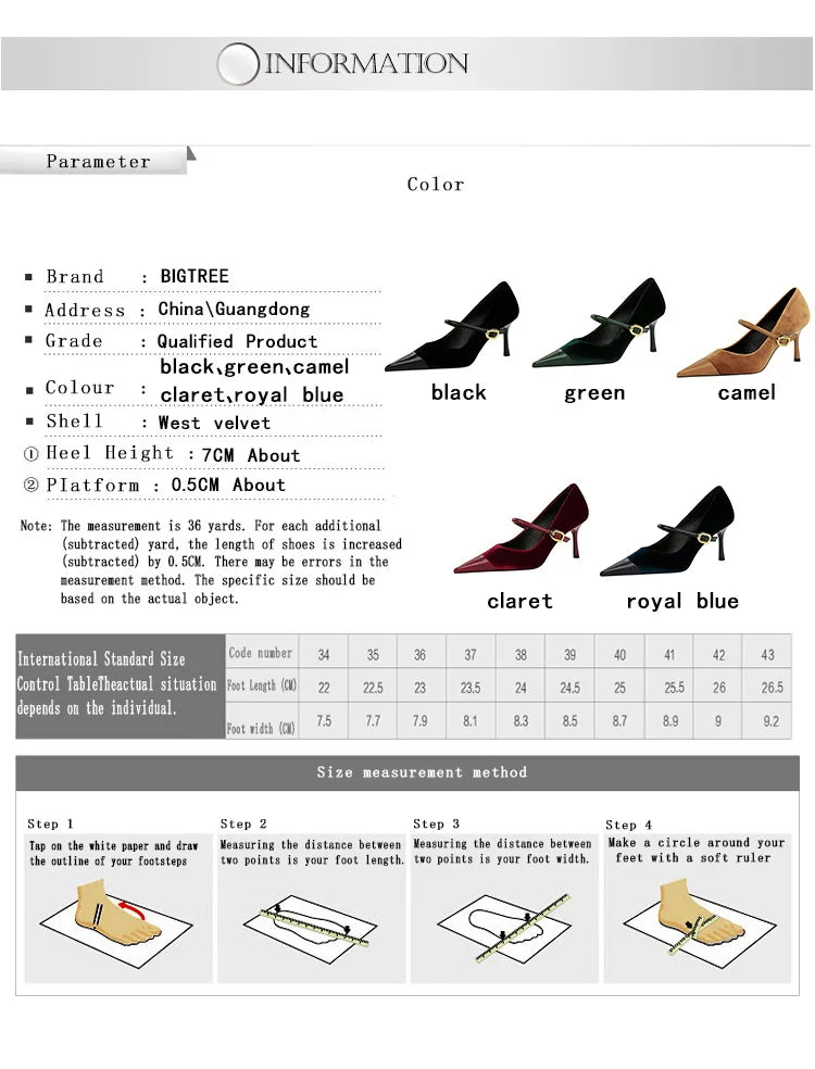Escarpins Femme Bout Pointu Stiletto BIGTREE — Suède, 7cm 10cm, Grande Taille 43