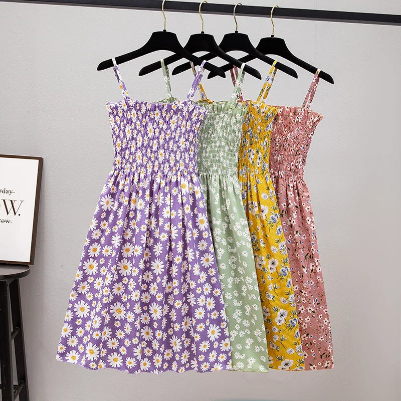 Robe Mini Femme Taille Haute Élastique — Bretelles, Sans Manches, Mousseline Été