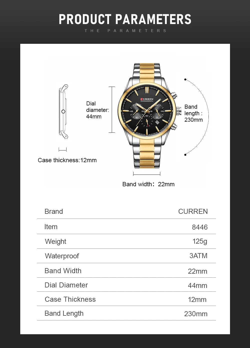 Montre Homme CURREN Multifonction Quartz — Date Automatique, Bracelet Acier Inoxydable