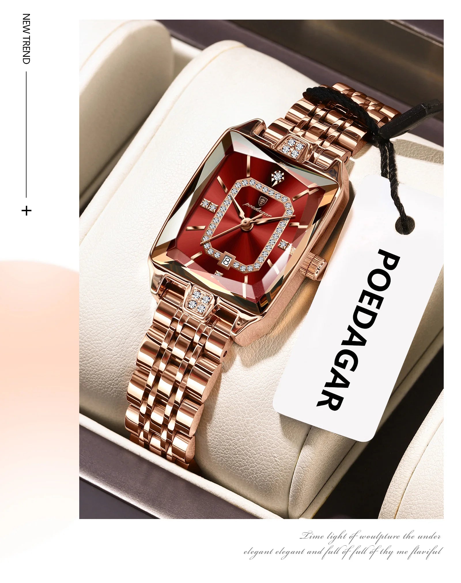 Montre Femme POEDAGAR Luxe Quartz — Acier Inoxydable, Étanche, Date, Fashion