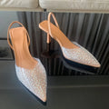 Escarpins Femme Perle Slingback 2024 — Bout Pointu, Talon Haut Élégant, Été