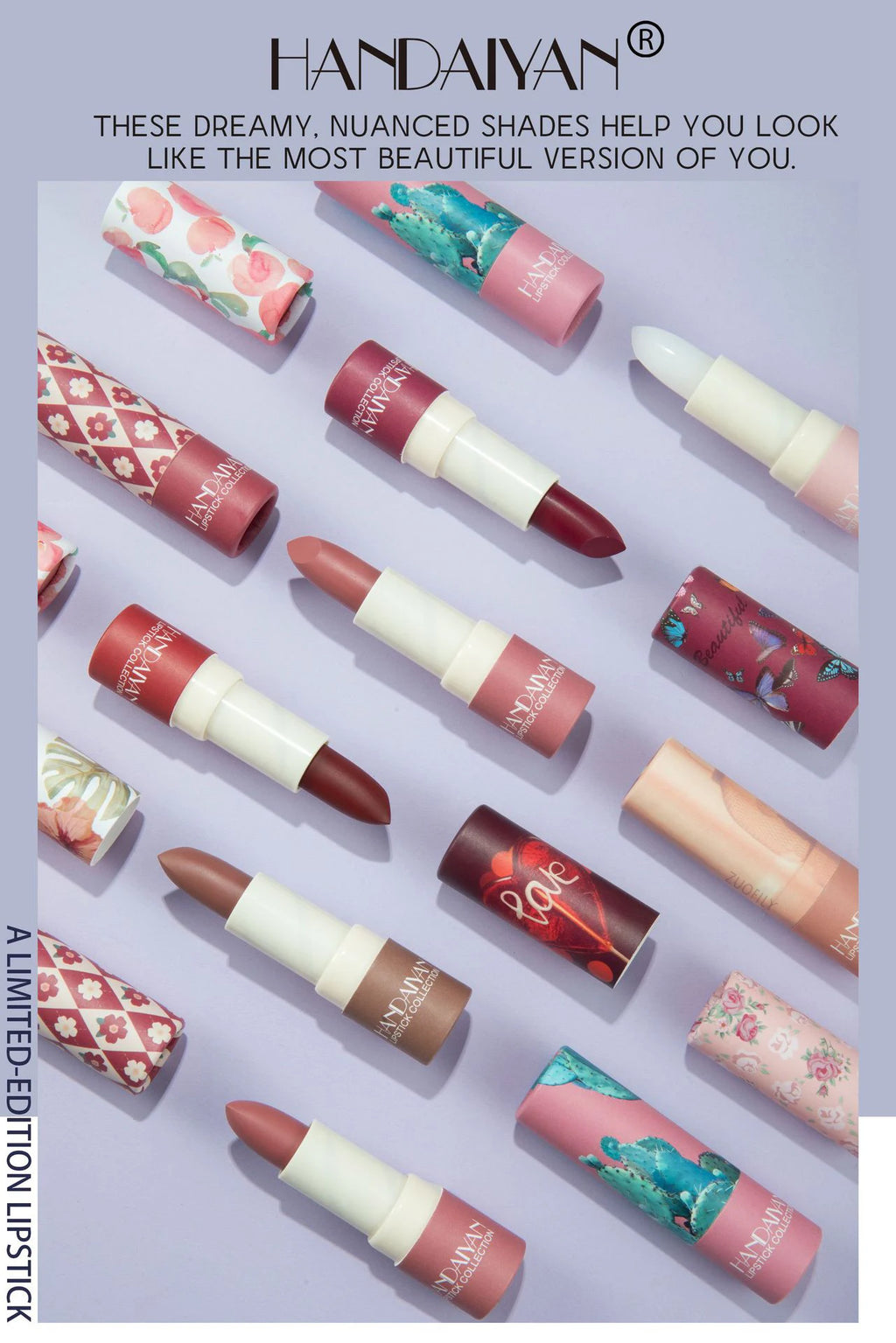 Rouge à Lèvres Mat Velours HANDAIYAN — 8 Couleurs, Waterproof, Longue Tenue