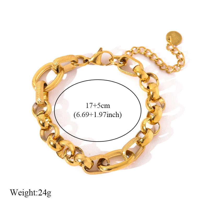 Bracelet Jonc Acier Inoxydable 316L Doré Femme — Chaîne Poignet Tendance Waterproof