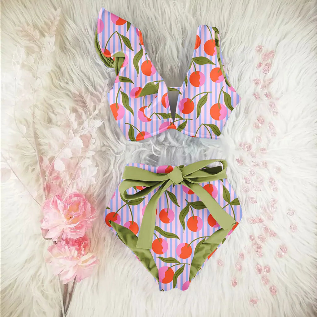 Bikini Taille Haute Bandage Floral 2026 — Volanté, Push Up, Bretelles Brésilien