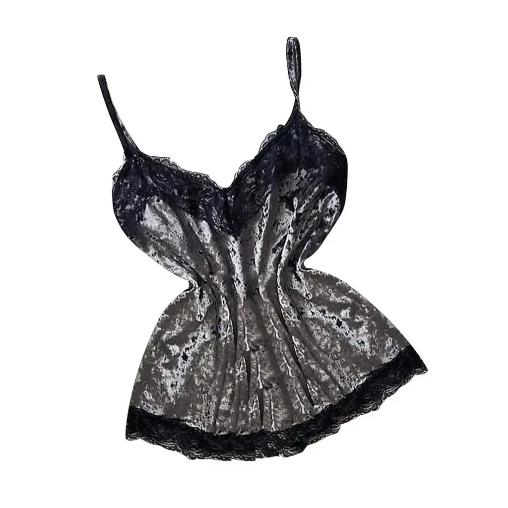 Pyjama Femme Dentelle Satin 2 Pièces — Top Court & Short, Sexy Lounge Été