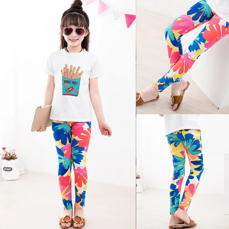 Legging Fille Imprimé Cartoon — Taille Élastique, Yoga Doux, Enfant & Bambin