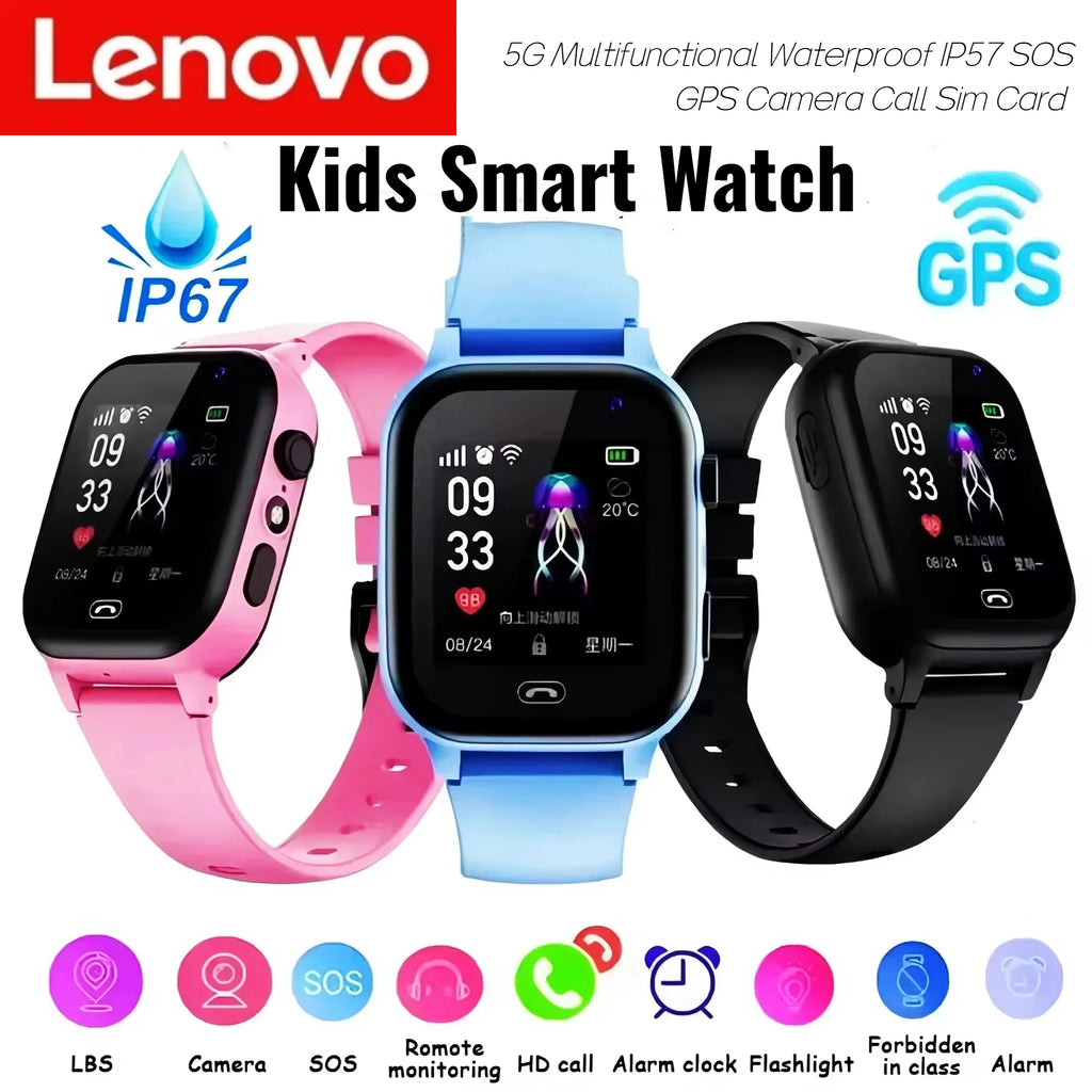 Montre Connectée Enfant Lenovo — GPS, Caméra, SOS, Appels, Smartwatch Garçon Fille