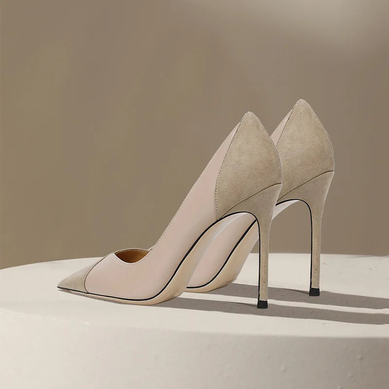 Escarpins Talon Fin Femme Style Français — Bout Pointu, Color Block, Reine Chic