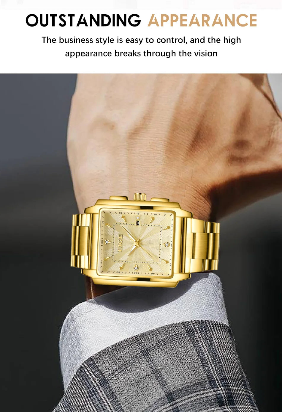 LIGE Montre Homme Business Chronographe — Acier Inoxydable, Étanche, Élégante
