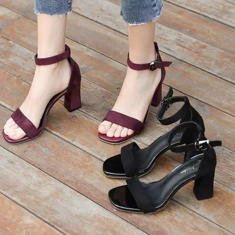 Sandales Femme Été Talon Épais Bout Ouvert — Style Romain, Caoutchouc, Polyvalentes