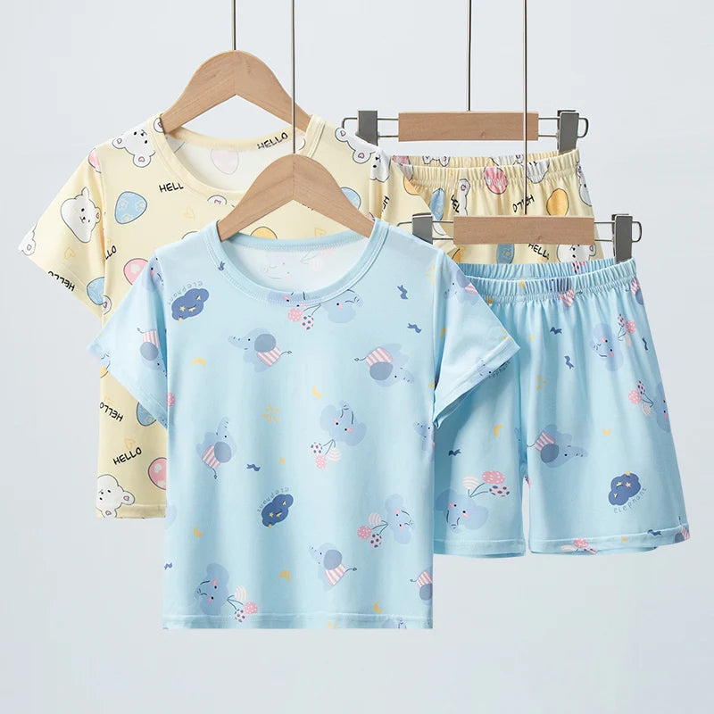 Ensemble 2 pièces enfant mixte – T-shirt manches courtes & short imprimé animaux, été 4-6 ans