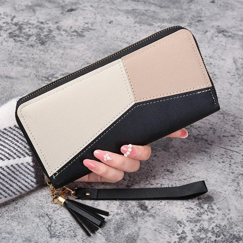 Portefeuille Long Femme Cuir PU Fermeture Éclair — Porte-Monnaie & Cartes, Pratique