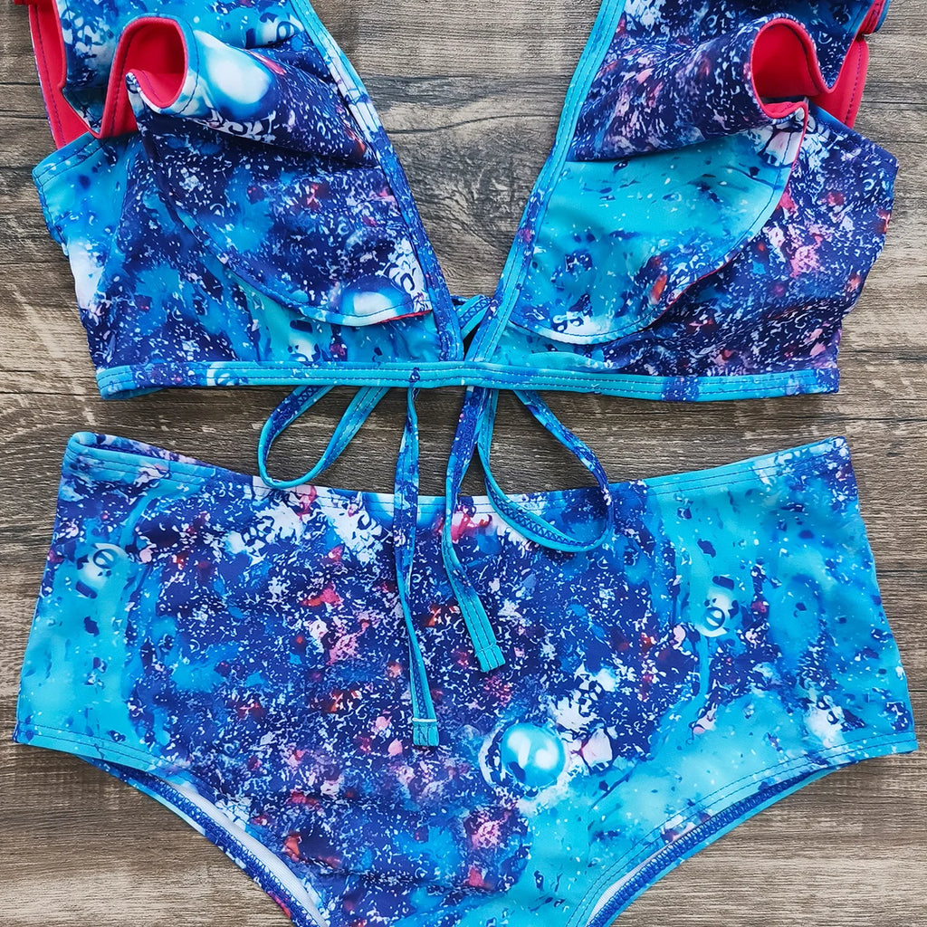 Bikini Taille Haute Bandage Floral 2026 — Volanté, Push Up, Bretelles Brésilien